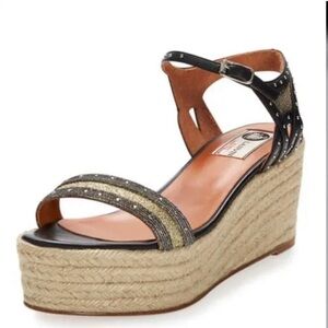 LANVIN Women's Leather Platform Sandals Espadrille 39 Italy